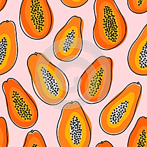 Abstract papayas summer vibes vector seamless pattern