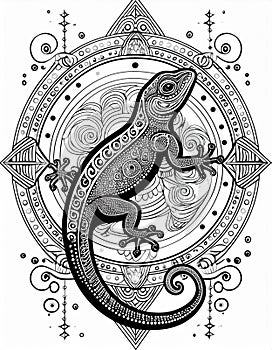 Cool tattoo design. Pontilhism. Fineline. AI generated