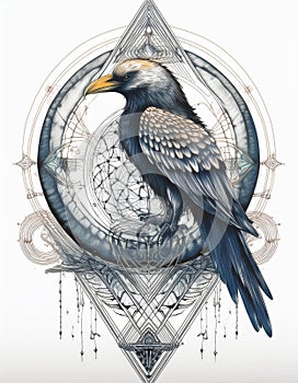 Cool tattoo design. Pontilhism. Fineline. AI generated