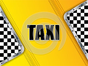 Abstract taxi advertising background with tire tread and metalli
