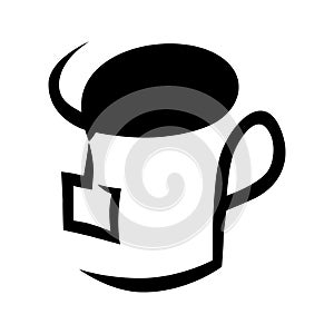 Abstract tea cup symbol, icon on white background