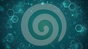 Abstract Hexagon Network Background with Glowing Particles