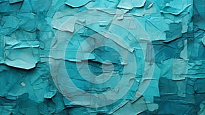 Abstract Teal Collage: Distorted Images On Recycled Material photo