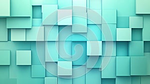 Abstract Geometric Background with Teal Cubes, 3D Render