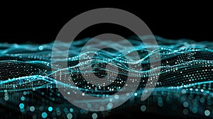 Abstract Teal Data Stream - Technology Network Visualization Background
