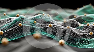 Abstract Teal and Gold Digital Network Visualization