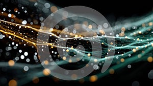 Abstract teal and gold network data visualization