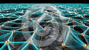 Abstract Teal and Gold Network Visualization