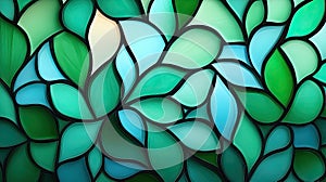 Abstract Green and Blue Leaf Pattern