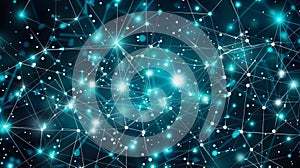 Abstract Teal Plexus Background - Data Network Connectivity