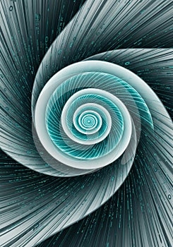 Abstract Teal Spiral Vortex With Binary Code Data Flow