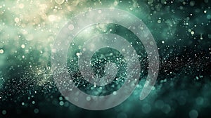 Abstract teal and white background with sparkling lights and bokeh effect