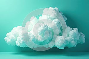 Abstract teal white cloud formation, soft texture , subtle, digital