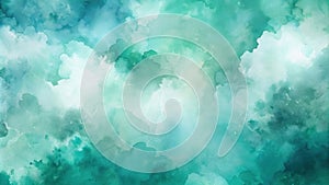 Abstract teal and white watercolor wash background texture. Generative AI