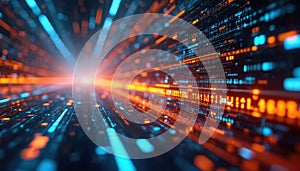 Abstract tech backdrop featuring dynamic data connection streams. Digital patterns, speed lines in modern network environment.