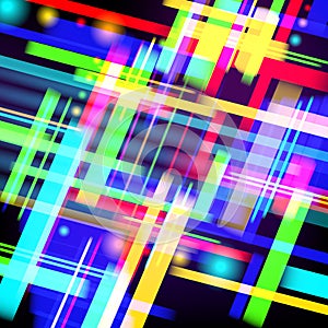 Abstract tech background of colorful light and stripes. Vector