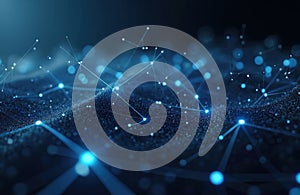 Abstract tech background with connection lines, dots. 3D rendering of polygonal science network with connecting elements.