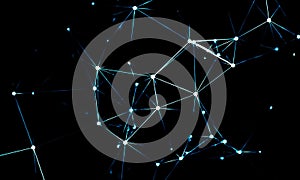 Abstract Tech Background: Glowing Digital Network Nodes and Lines