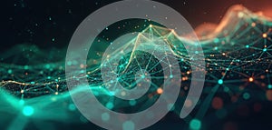 Abstract tech background. Polygonal diagram grid blurred lines dark. Analytics data algorithms computing concept. Big Data.