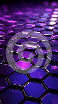 Abstract Tech Background with Shimmering Purple Hexagons