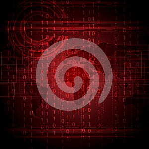 Abstract tech binary red global