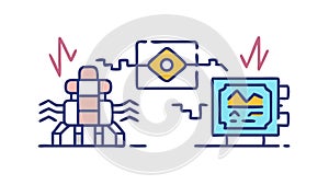 Abstract tech connection icon. Data network digital information flow, vector design Generative AI