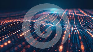 Abstract tech data background with streaming binary code and digital streams, evoking a sense of digital communication and