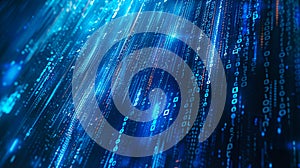 Abstract tech data background with streaming binary code and digital streams, evoking a sense of digital communication and