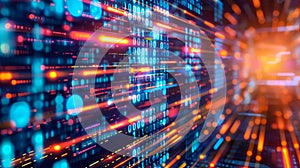Abstract tech data background with streaming binary code and digital streams, evoking a sense of digital communication and