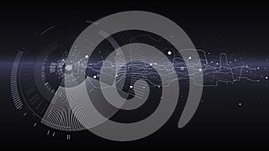 Abstract tech design background. Engineering technology wallpaper made with lines, dots, circles. Futuristic technology interface