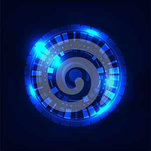 Abstract tech design of blue interface futuristic design template. Overlapping with geometric element design background.