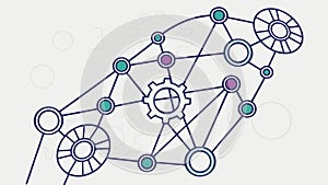 Abstract Tech Gears and Connected Nodes Network, Data System, vector design Generative AI