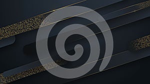 Abstract tech geometric black and gold seamless loop motion graphics luxury business presentation background,