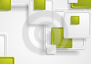 Abstract tech green grey squares background