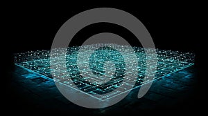 Abstract Tech Matrix: AI, Blockchain, Data Network Visualization