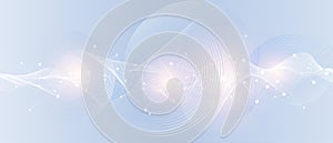 Abstract tech network connection dots. Digital background and big data technology. Blue background with plexus lines effect