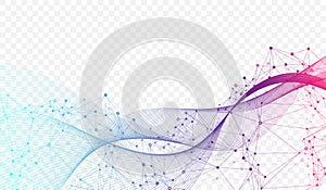 Abstract tech network connection dots. Digital background and big data technology. Blue background with plexus lines effect