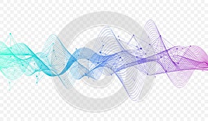 Abstract tech network connection dots. Digital background and big data technology. Blue background with plexus lines effect