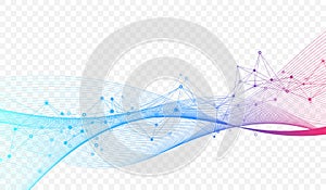 Abstract tech network connection dots. Digital background and big data technology. Blue background with plexus lines effect