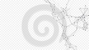 Abstract tech network connection dots. Digital technology and big data analysis background. White background with plexus lines