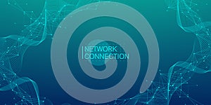 Abstract tech network connection dots. Digital technology and big data analysis background. White background with plexus lines