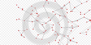 Abstract tech network connection dots. Digital technology and big data analysis background. White background with plexus lines