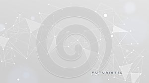 Abstract tech network connection dots and plexus lines on a white background. Digital neural technology and data science analysis