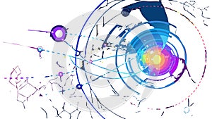 Abstract Tech Sphere Network Connection, vector design Generative AI