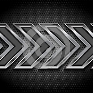 Abstract tech vector metallic arrows background