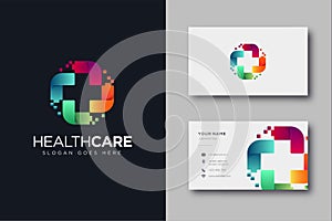 Abstract techie Medical Logo icon vector template and business card photo