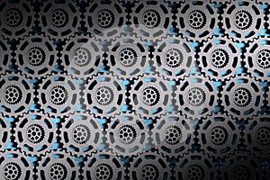 Abstract technical background with repeating mechanical gears.