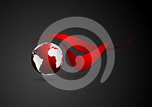 Abstract technical logo with dark globe