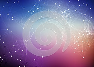 Abstract techno background with low poly plexus design