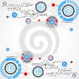 Abstract technological background with circles and arrows